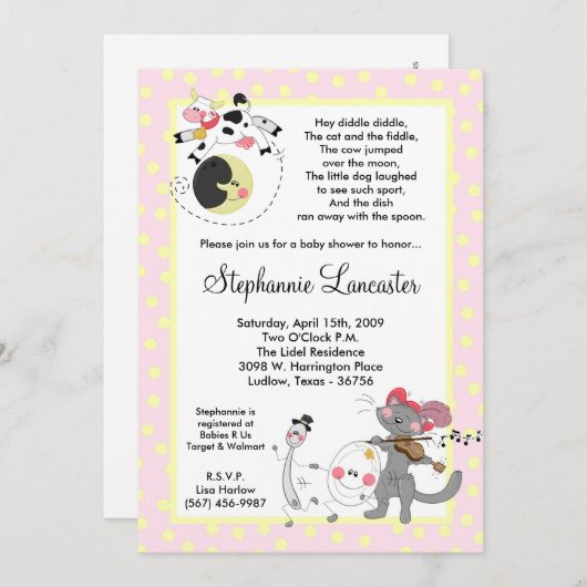 5x7はちょっとDiddの子供部屋のベビーシャワーの招待状を騙します 招待状 (正面/裏面)