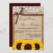 5x7ひまわりレースバーラップカウント結婚式招待状 招待状 (正面/裏面)