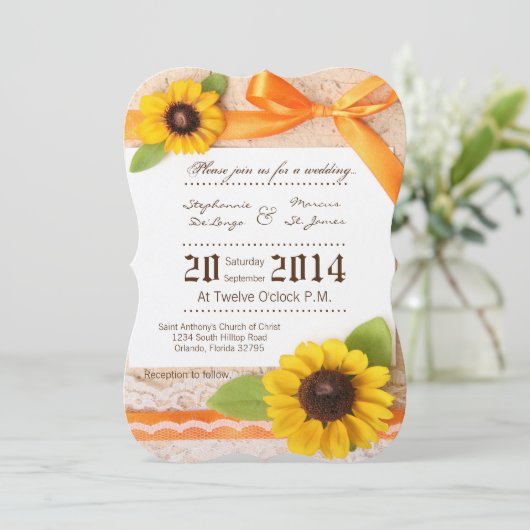 5x7ひまわり素朴の国の結婚式招待状 招待状 (スタンド正面)