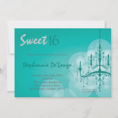 5x7アクアシャンデリアスウィート16誕生日招待状 招待状 (正面)