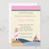 5x7アホイメイトセーリングボート誕生日パーティーの招待 セーブザデート (正面/裏面)