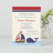 5x7アホイ航海のエールボート誕生日招待状 セーブザデート (スタンド正面)