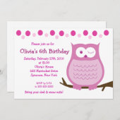 5x7アモーレアウルピンクガール誕生日招待状 招待状 (正面/裏面)