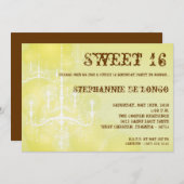 5x7イエローシャンデリアスウィート16誕生日招待状 招待状 (正面/裏面)