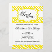 5x7イエローゼブラプリント誕生日パーティーの招待状 招待状 (正面/裏面)