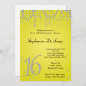 5x7イエローダイヤモンドスイート16誕生日招待状 招待状 (正面/裏面)