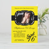 5x7イエローバンドフォトスイート16誕生日招待状 招待状 (スタンド正面)