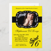 5x7イエローバンドフォトスイート16誕生日招待状 招待状 (正面/裏面)