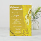 5x7イエローマスカレードハロウィーンの衣装招待状 招待状 (スタンド正面)