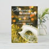5x7イエローマスカレードハロウィーンの衣装招待状 招待状 (スタンド正面)