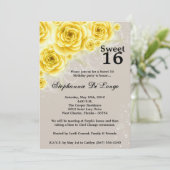 5x7イエローローズスイート16誕生日招待状 招待状 (スタンド正面)