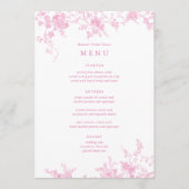 5x7インチヴィンテージピンクフローラ結婚のテーブルメニューカード メニュー (正面)