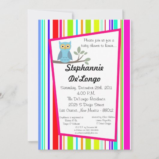 5x7ウッドランドフォーレストフクロウベビーシャワー招待状 招待状 (正面)