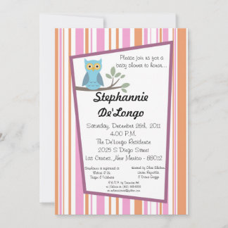 5x7ウッドランドフォーレストフクロウベビーシャワー招待状 招待状