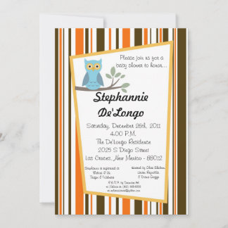 5x7ウッドランドフォーレストフクロウベビーシャワー招待状 招待状