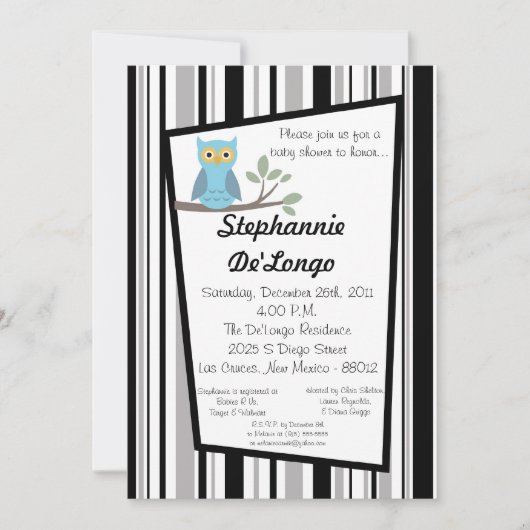 5x7ウッドランドフォーレストフクロウベビーシャワー招待状 招待状 (正面)