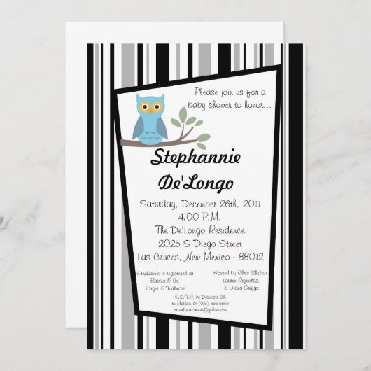 5x7ウッドランドフォーレストフクロウベビーシャワー招待状 招待状 (正面/裏面)