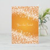5x7エレガントウェディングウェきらめくーブオレンジ 招待状 (スタンド正面)
