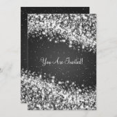 5x7エレガントウェディングウェきらめくーブブラック 招待状 (正面/裏面)