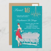 5x7エレガントパーティースイート16誕生日招待状 招待状 (正面/裏面)