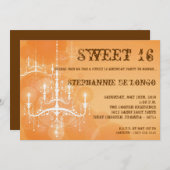 5x7オレンジシャンデリアスウィート16誕生日招待状 招待状 (正面/裏面)