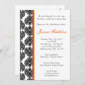 5x7オレンジダマスコレースベビーシャワー招待状 招待状 (正面/裏面)