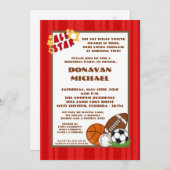 5x7オールスターレッド誕生日パーティーの招待 招待状 (正面/裏面)