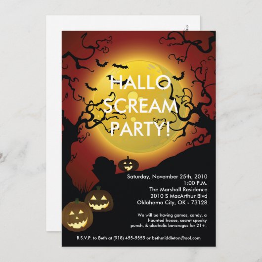 5x7カボチャハロウィーンのカボチャのちょうちんハロウィンの招待状 招待状 (正面/裏面)