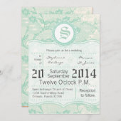 5x7カントリーミントレースプリント結婚式招待状 招待状 (正面/裏面)