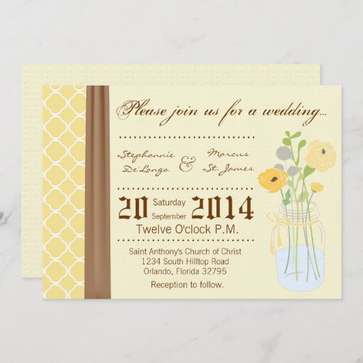 5x7カントリーメイソンジャーフラワーズ結婚式招待状 招待状 (正面/裏面)