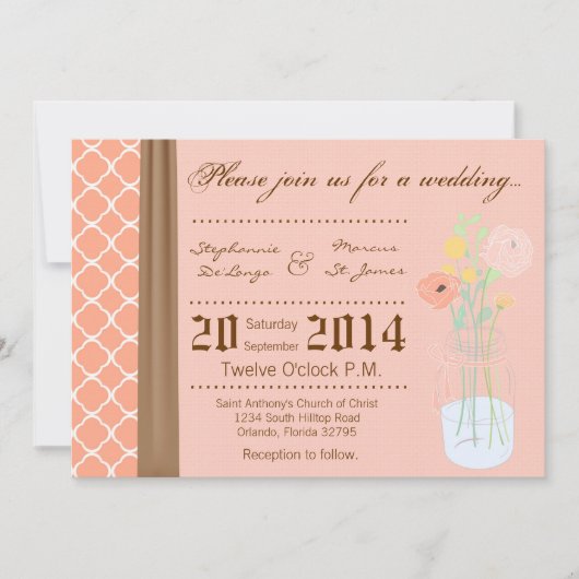 5x7カントリーメイソンジャールフラワーズ結婚式招待状 招待状 (正面)