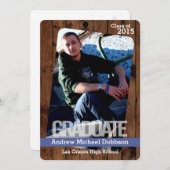 5x7カントリー・バ素朴ン・ウッド・シニアアナウンスメント 案内状 (正面/裏面)