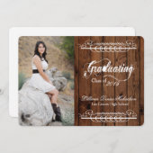 5x7カントリー・バ素朴ン・ウッド・シニアアナウンスメント 案内状 (正面/裏面)