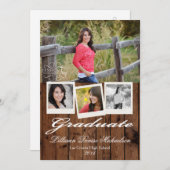 5x7カントリー・バ素朴ン・ウッド・シニアアナウンスメント 案内状 (正面/裏面)