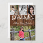 5x7カントリー・バ素朴ン・ウッド・シニアアナウンスメント 案内状 (正面/裏面)