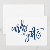 5X7カードとギフトのサインブラシスクリプト（ネイビーブルー） (正面/裏面)