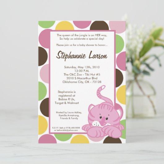5x7ガールクイーンオブジャングルベイビーシャワー招待状 招待状 (スタンド正面)
