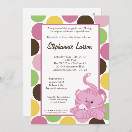 5x7ガールクイーンオブジャングルベイビーシャワー招待状 招待状 (正面/裏面)