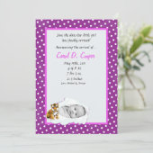 5x7ガールクラウドPHOTO on Circle Birth Announcement 招待状 (スタンド正面)