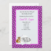 5x7ガールクラウドPHOTO on Circle Birth Announcement 招待状 (正面/裏面)