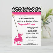 5x7ガールピンクプードルパリベビーシャワー招待状 招待状 (スタンド正面)