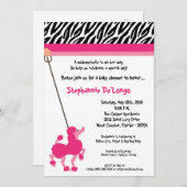 5x7ガールピンクプードルパリベビーシャワー招待状 招待状 (正面/裏面)