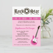 5x7ガールピンクロックギターベビーシャワー招待状 招待状 (スタンド正面)