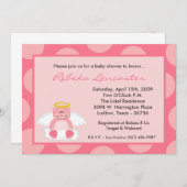 5x7ガールピンク水玉模様ピグベビーシャワー招待状 招待状 (正面/裏面)