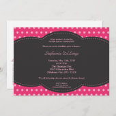 5x7ガールピンク水玉模様ポーク誕生日招待状 招待状 (正面/裏面)