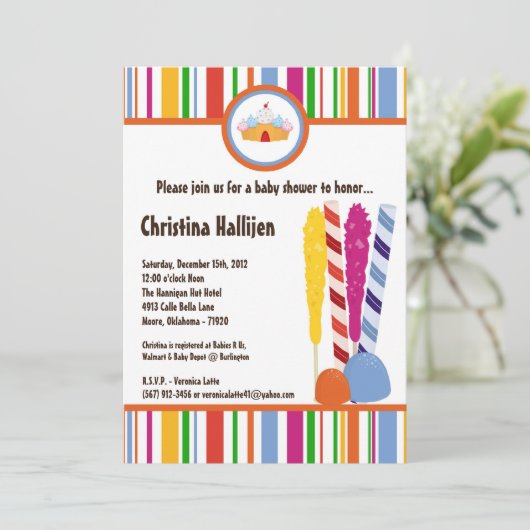 5x7キャンディランドアイスクリームベビーシャワー招待状 招待状 (スタンド正面)