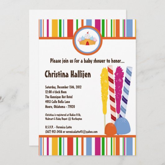 5x7キャンディランドアイスクリームベビーシャワー招待状 招待状 (正面/裏面)