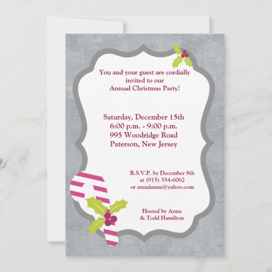 5x7キャンディーケンとホリークリスマス招待状 招待状 (正面)
