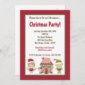 5x7ギンジャーブレッドハウスクリスマスパーティの招待状 招待状 (正面/裏面)