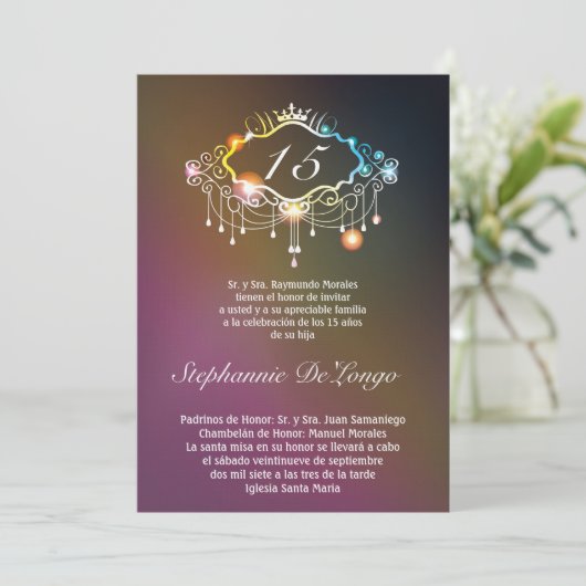 5x7クラウンガーリーキンセアニェラ誕生日招待状 招待状 (スタンド正面)